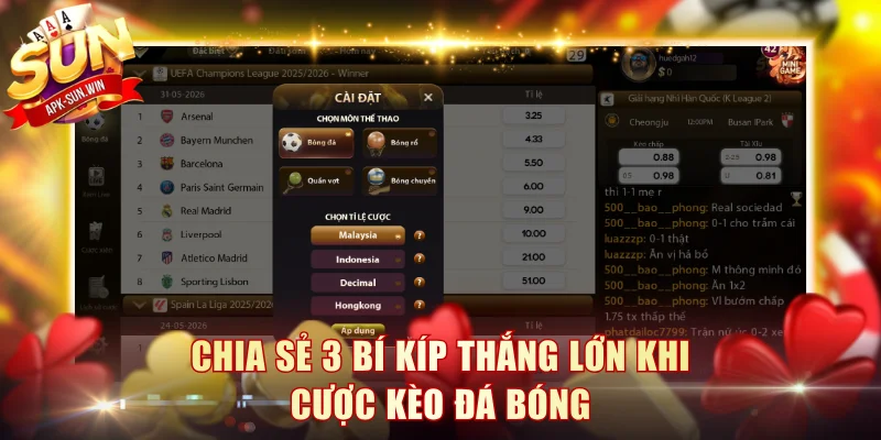 Chia sẻ 3 bí kíp thắng lớn khi cược kèo đá bóng