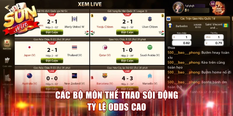 Sun Win – Nhà Cái Game Bài, Nổ Hũ, Đổi Thưởng Online 2026 10 Các bộ môn thể thao sôi động tỷ lệ Odds cao
